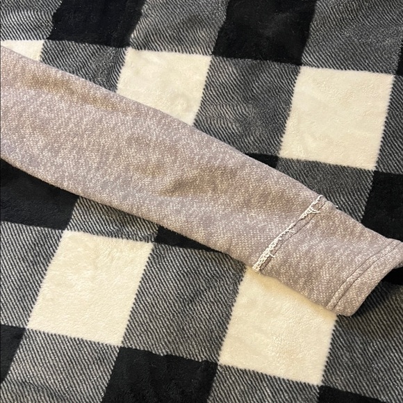 Free People Distressed Denim Jacket with Gray Sweatshirt Sleeves and Hood size S - Picture 10 of 17